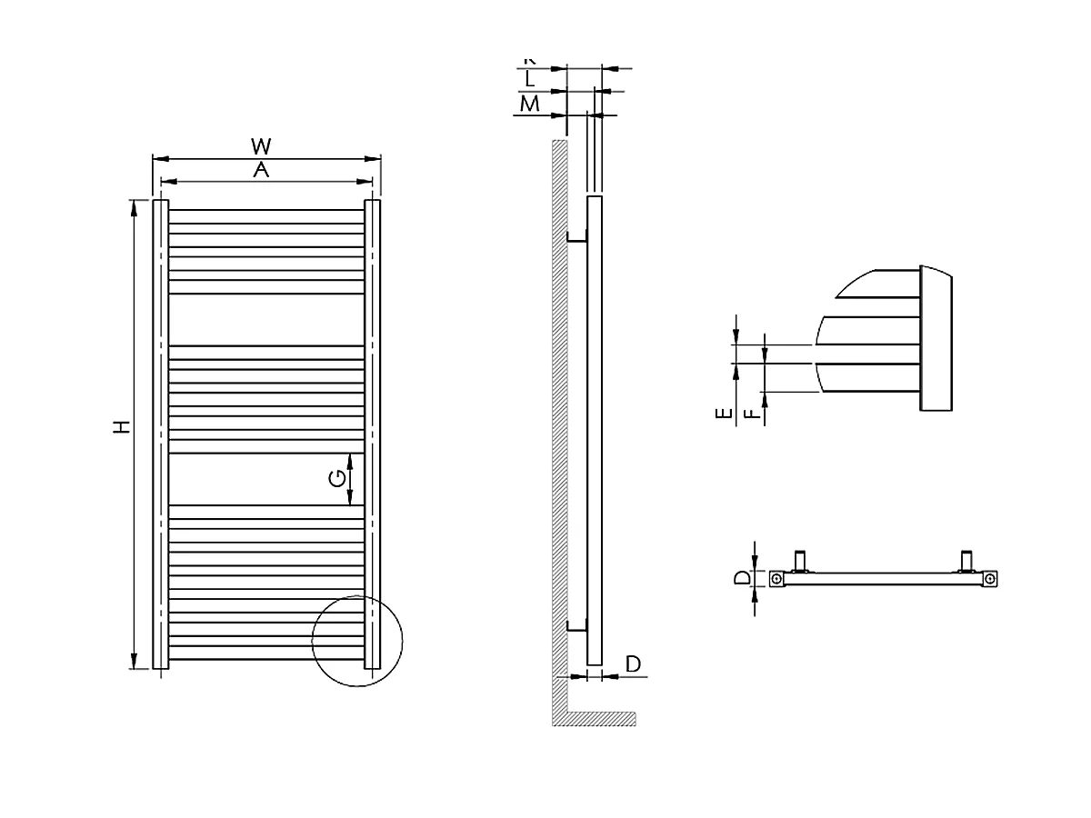 Uscător de prosoape decorativ LOJIMAX, colecția CALVIN Lățime 400 mm. Înălțime 700 mm. alb mat
