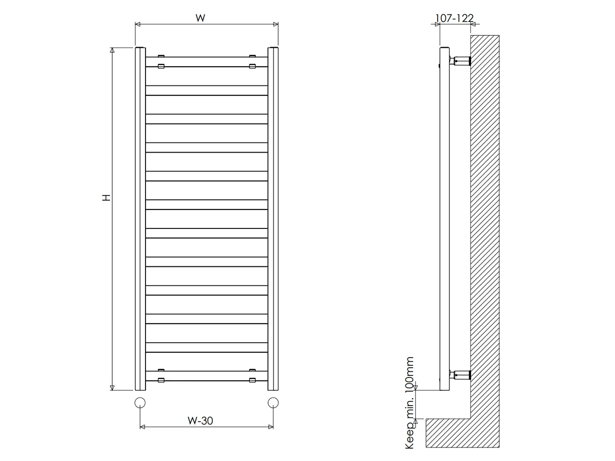 Uscător de prosoape de design CARISA, colecția LARA L, 800x485 mm, NEGRU