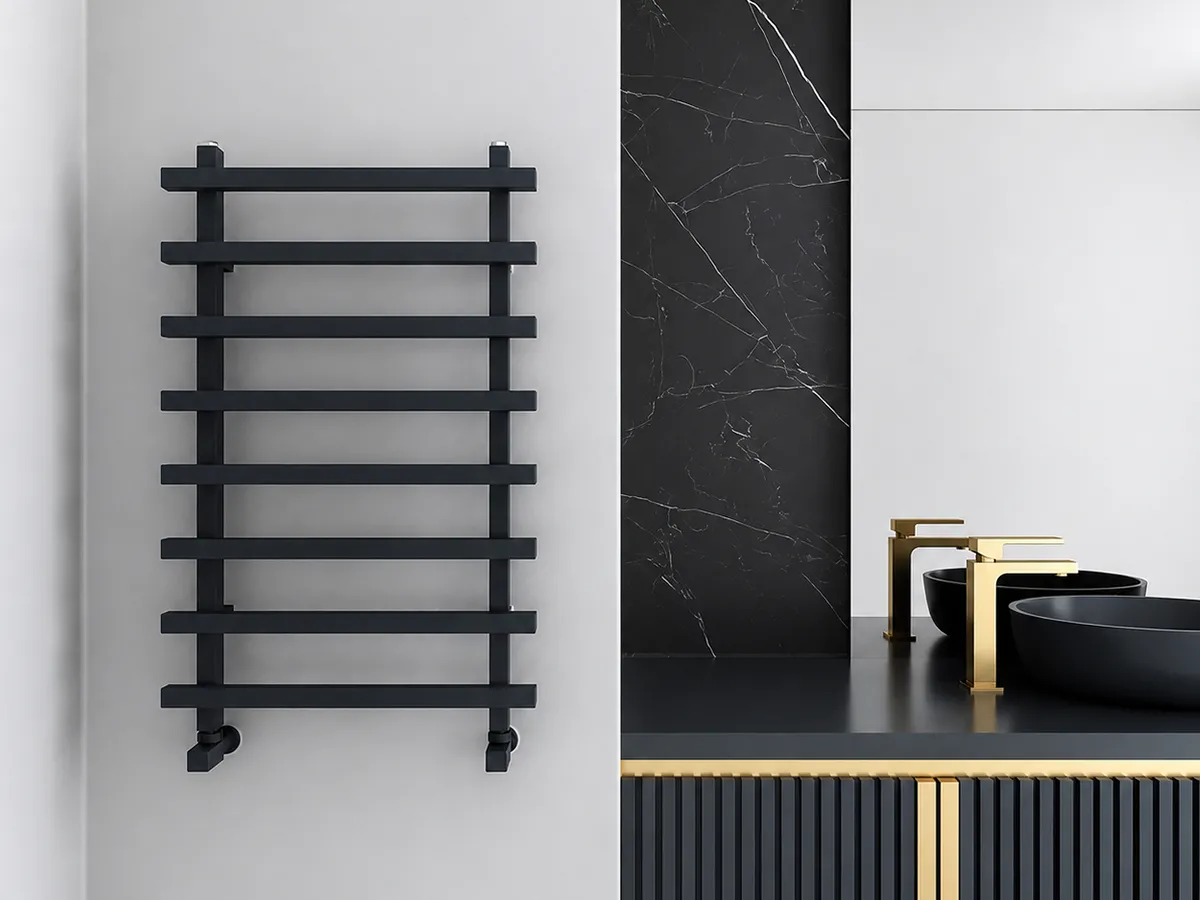 Uscător de prosoape de design CARISA, colecția BARON L, 1200x500 mm, NEGRU