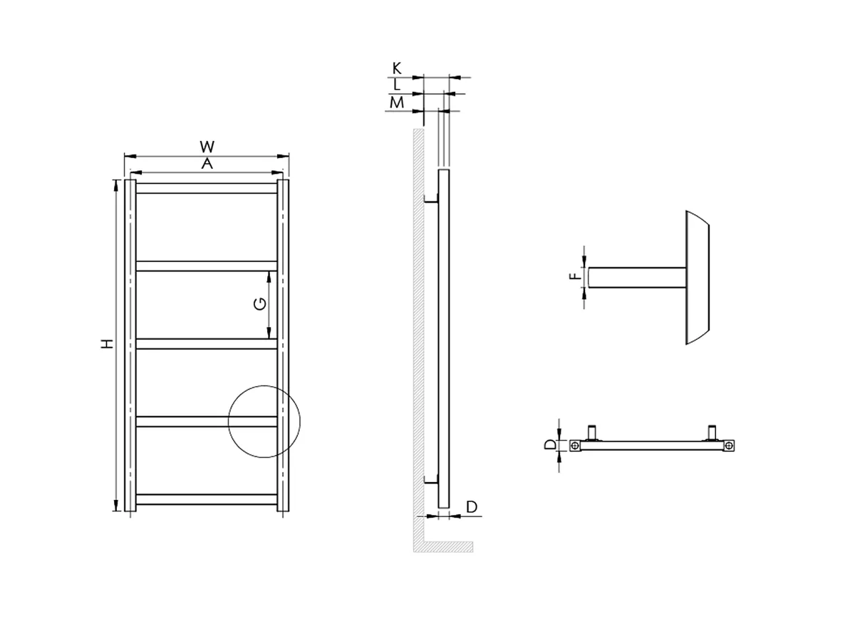 Uscător de prosoape decorativ LOJIMAX, colecția LOTTO LINE Lățime 500 mm. Înălțime 500 mm. alb mat