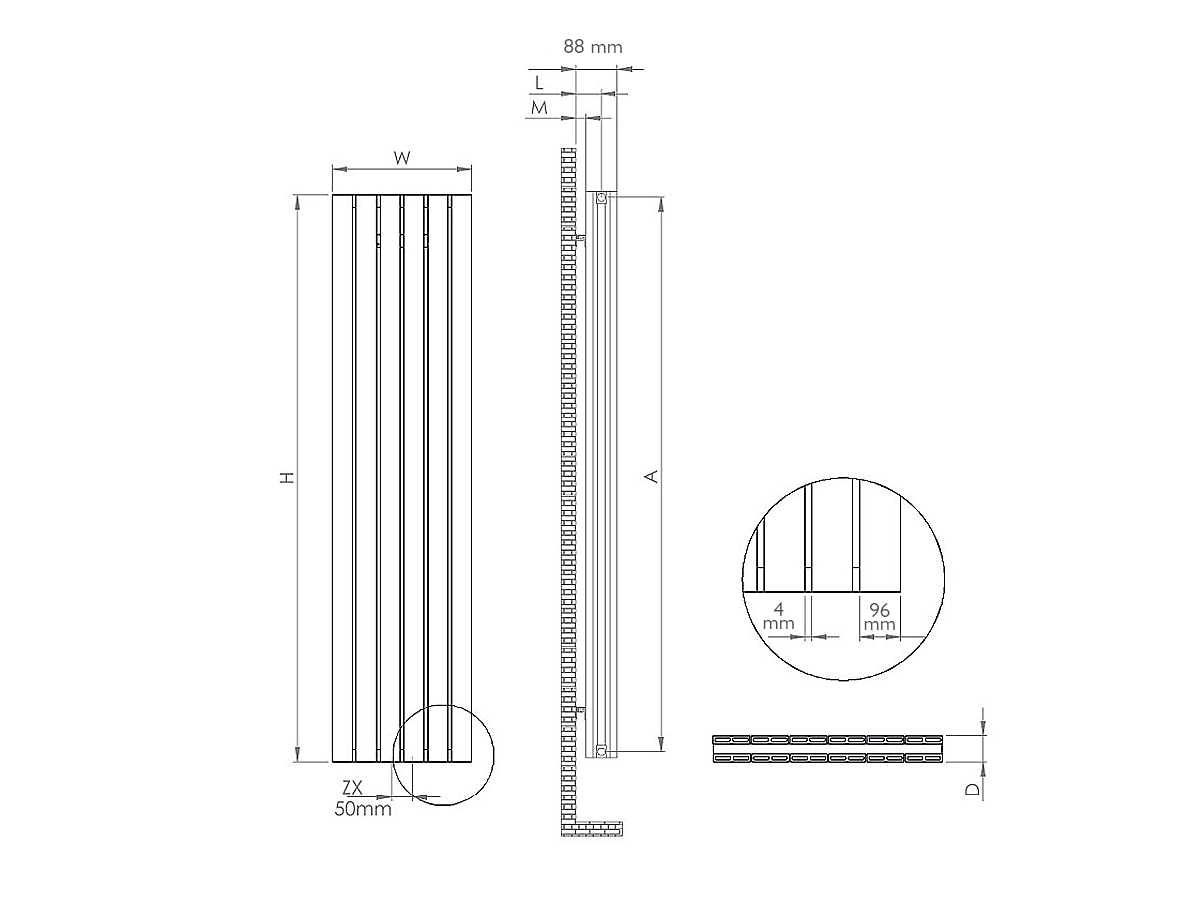 Calorifer decorativ LOJIMAX, colectia  BELLA DOUBLE высота 300 mm. ширина 286 mm. RAL MY-512 luciu