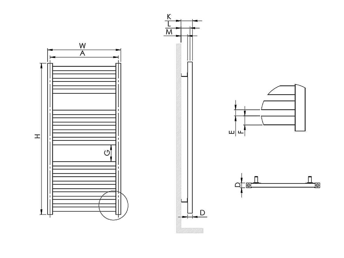Uscător de prosoape decorativ LOJIMAX, colecția ABITA Lățime 300 mm. Înălțime 725 mm. alb mat
