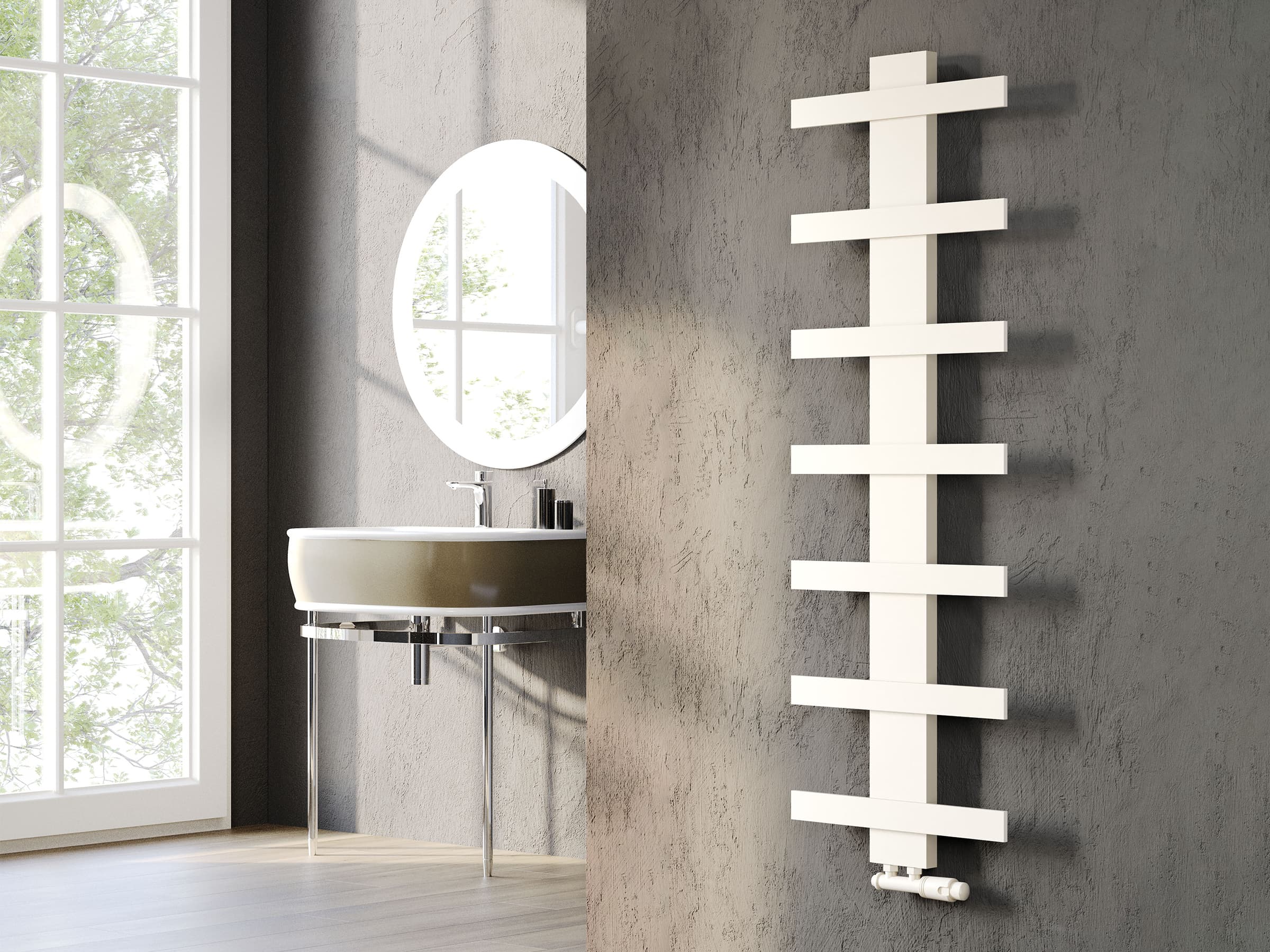 Uscător de prosoape decorativ LOJIMAX, colecția ALBATROS STYLE Lățime 940 mm. Înălțime 450 mm. negru mat