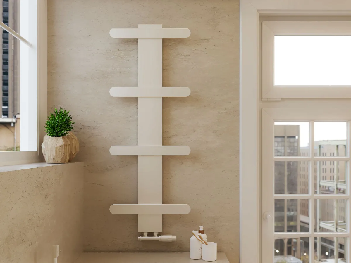 Uscător de prosoape de design LOJIMAX colecția BALLOSS STYLE 940x500 mm, Alb