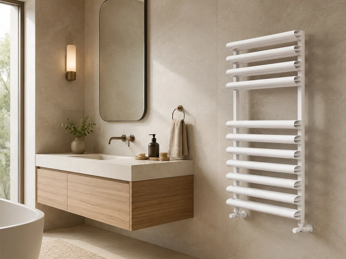 Uscător de prosoape de design LOJIMAX colecția PERIDOT 1200x400 mm, Alb