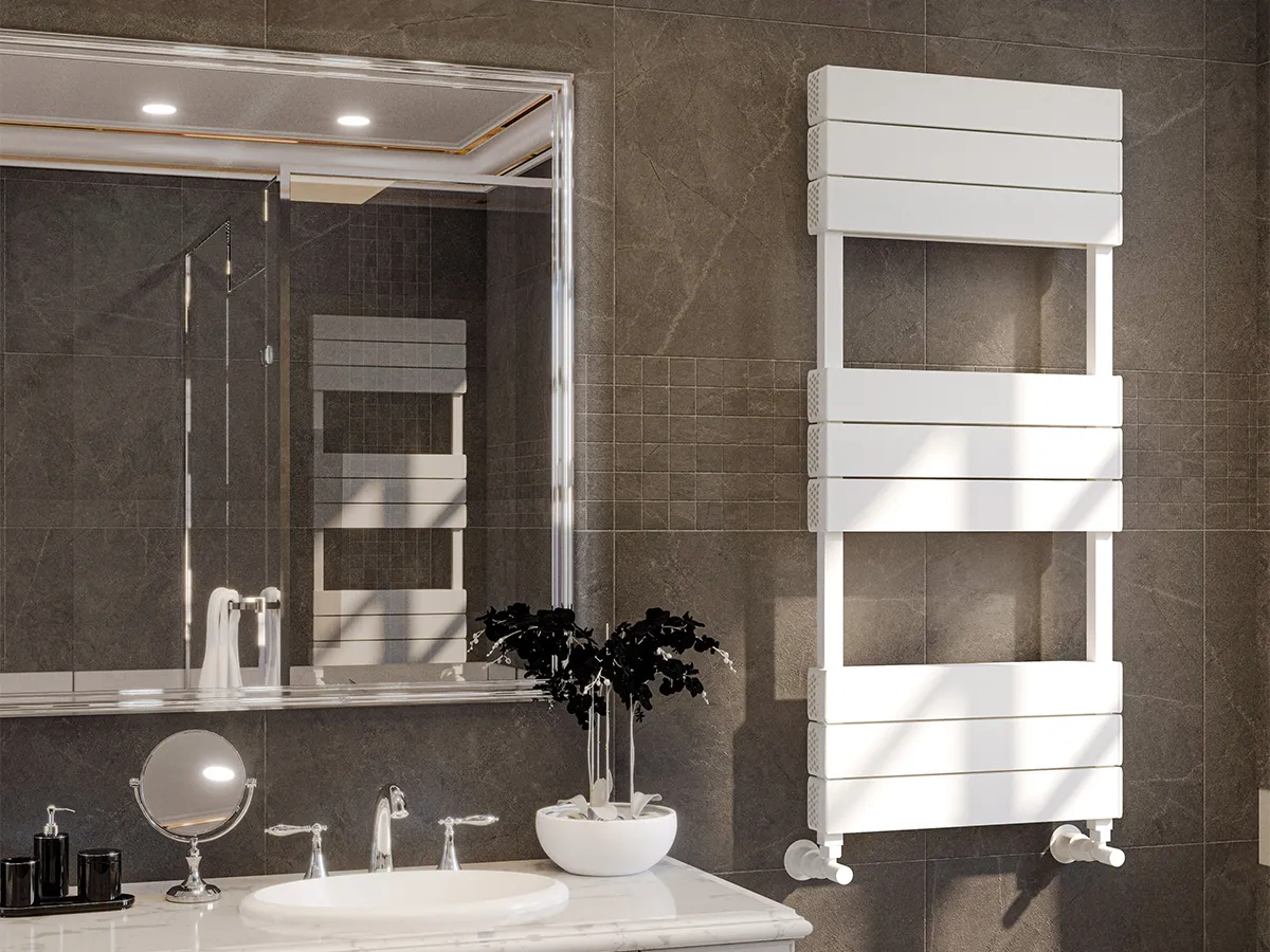 Uscător de prosoape decorativ LOJIMAX, colecția CALVIN Lățime 400 mm. Înălțime 700 mm. alb mat