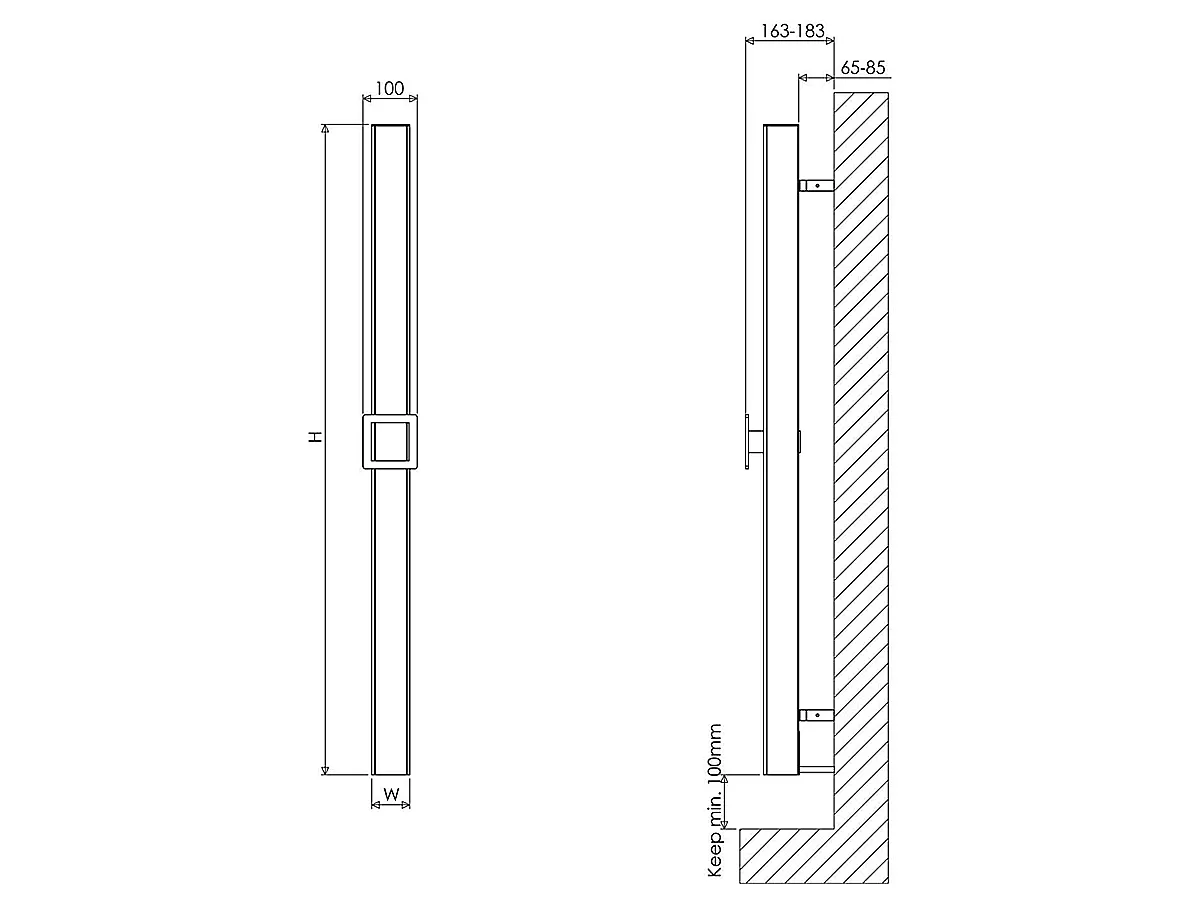 Uscător electric de prosoape de design CARISA, colecția VESTA S, 1200x70 mm, NEGRU