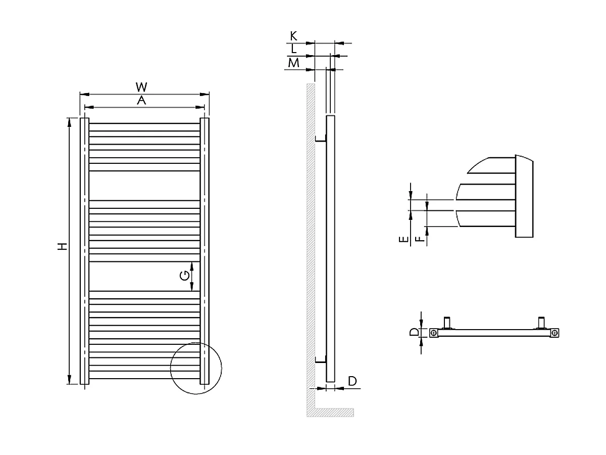 Uscător de prosoape decorativ LOJIMAX, colecția COPPA PLUS Lățime 300 mm. Înălțime 670 mm. alb mat