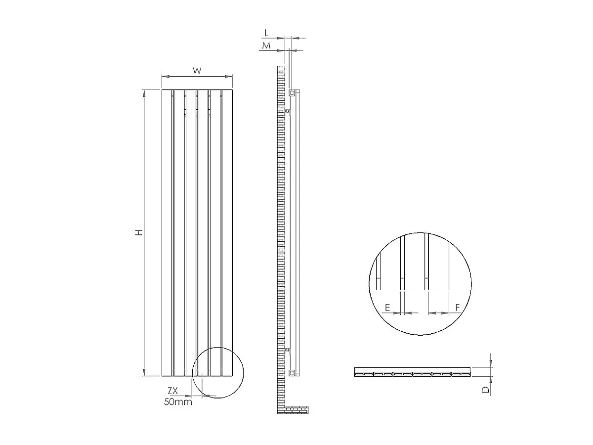 Calorifer decorativ LOJIMAX colecția NISH 1800x404 mm, Alb