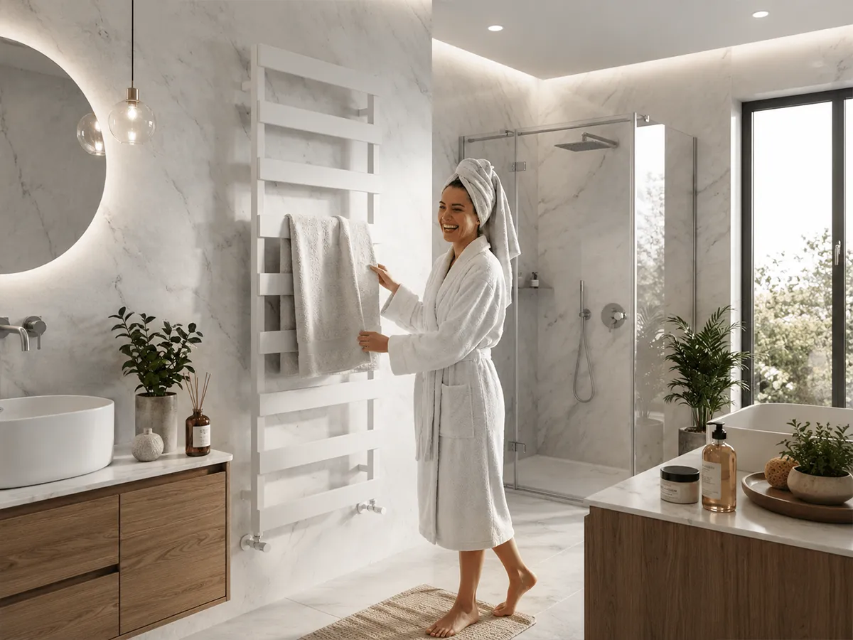 Uscător de prosoape de design CARISA, colecția NINOVA BATH, 1180x500 mm, ALB