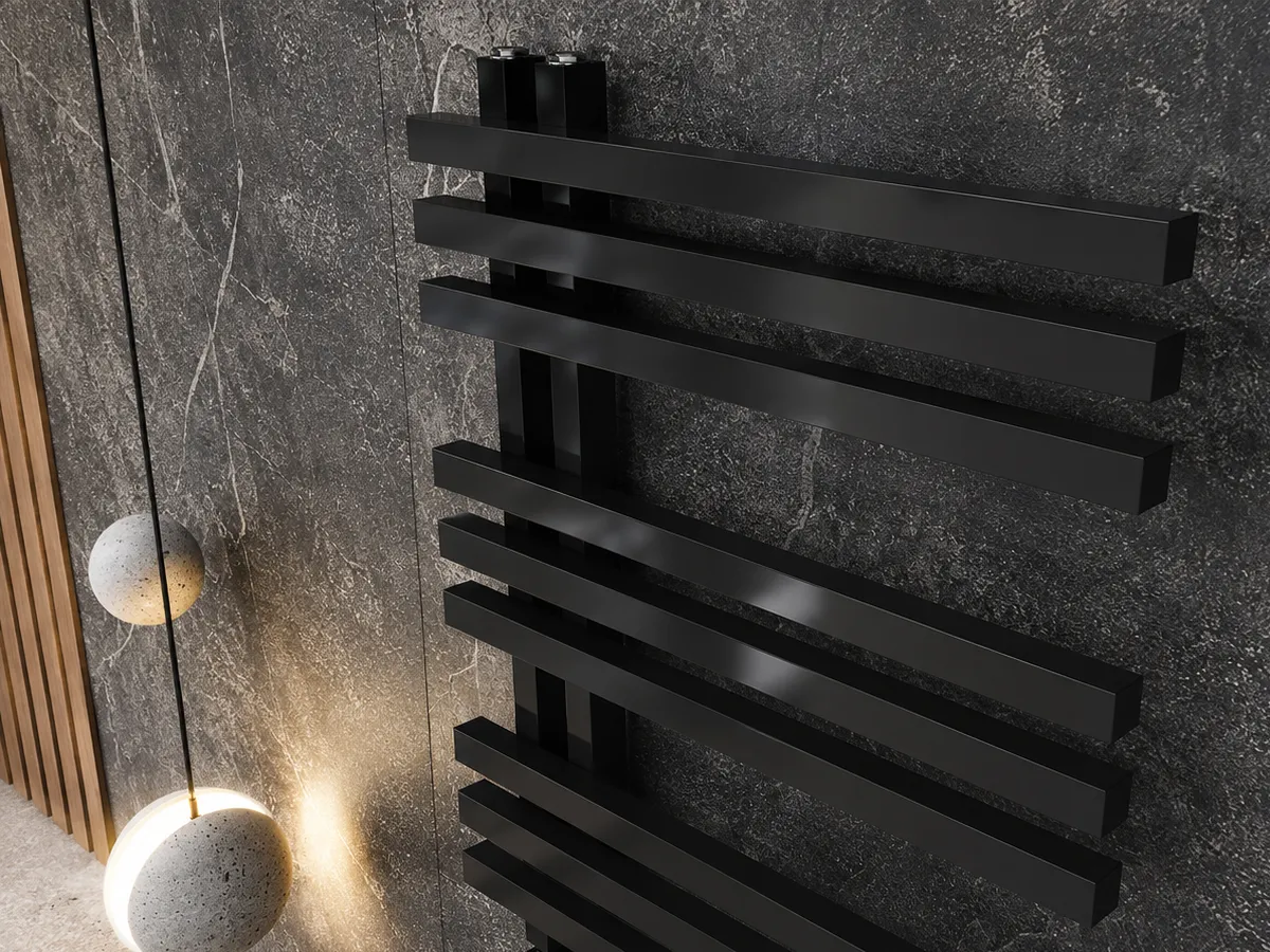 Uscător de prosoape de design CARISA, colecția TERRA, 852x500 mm, NEGRU