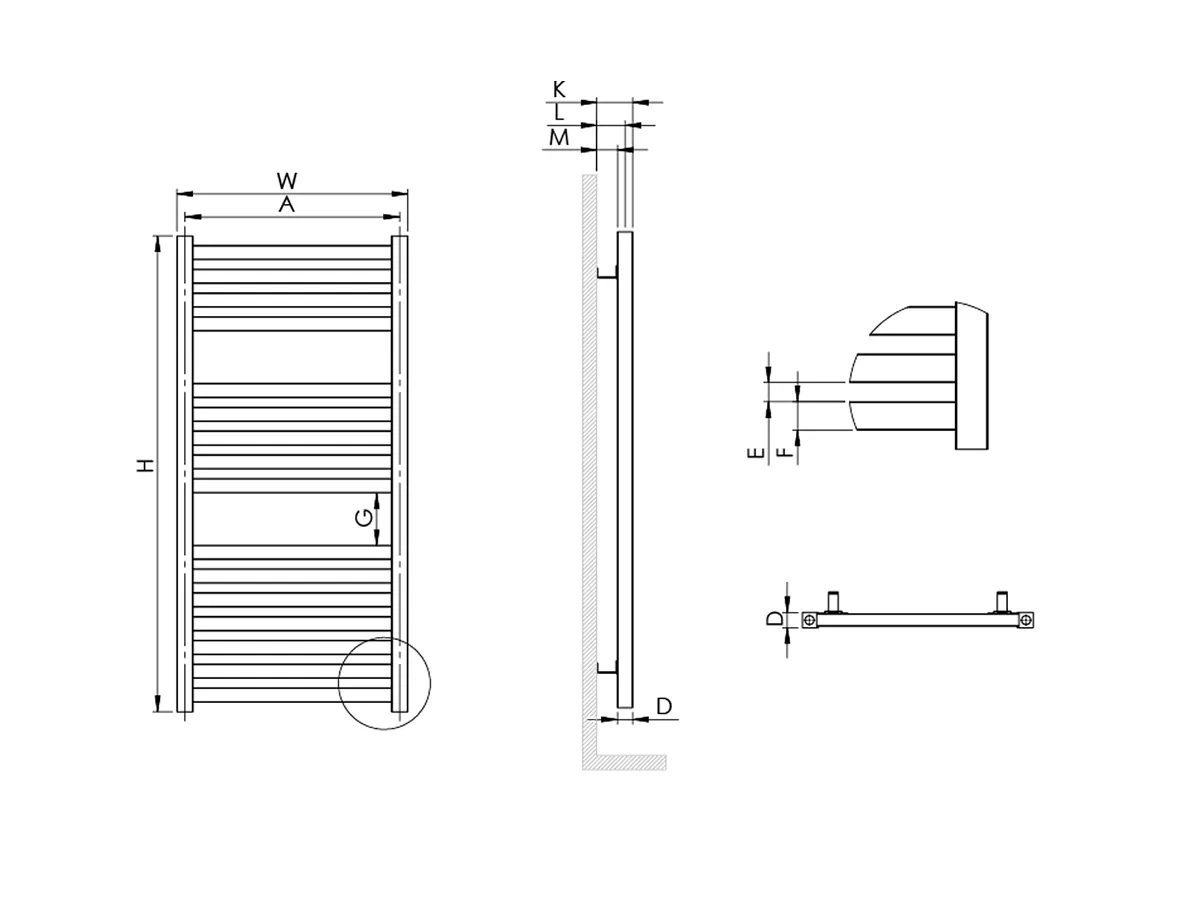 Uscător de prosoape decorativ LOJIMAX, colecția EMERALD DOUBLE Lățime 300 mm. Înălțime 755 mm. alb mat