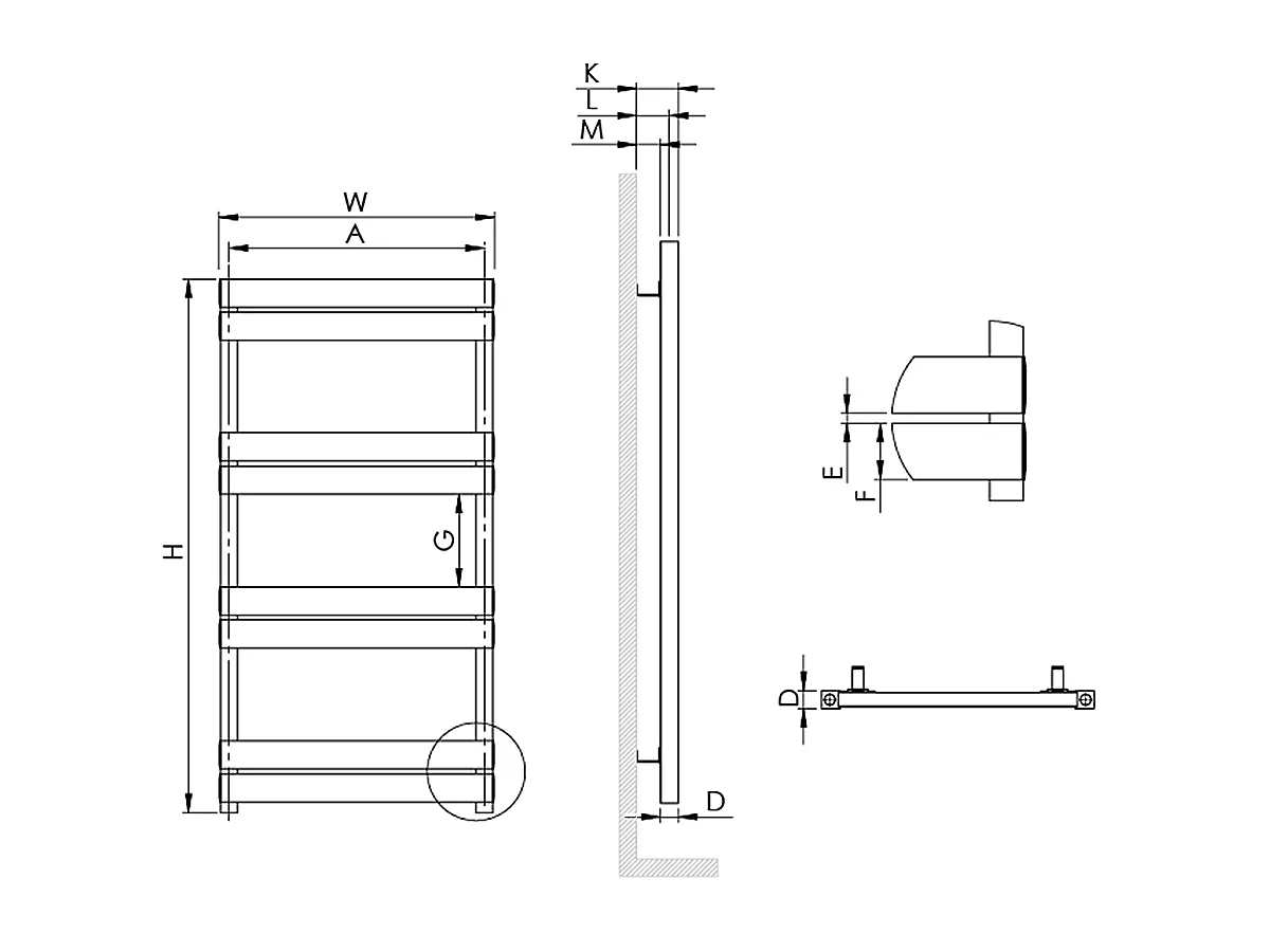 Uscător de prosoape decorativ LOJIMAX, colecția EMERALD  DOUBLE  LINE Lățime 300 mm. Înălțime 600 mm. alb mat