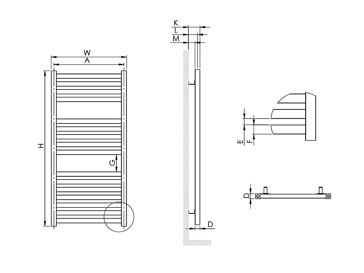 Uscător de prosoape decorativ LOJIMAX, colecția BETA Lățime 300 mm. Înălțime 780 mm. alb mat