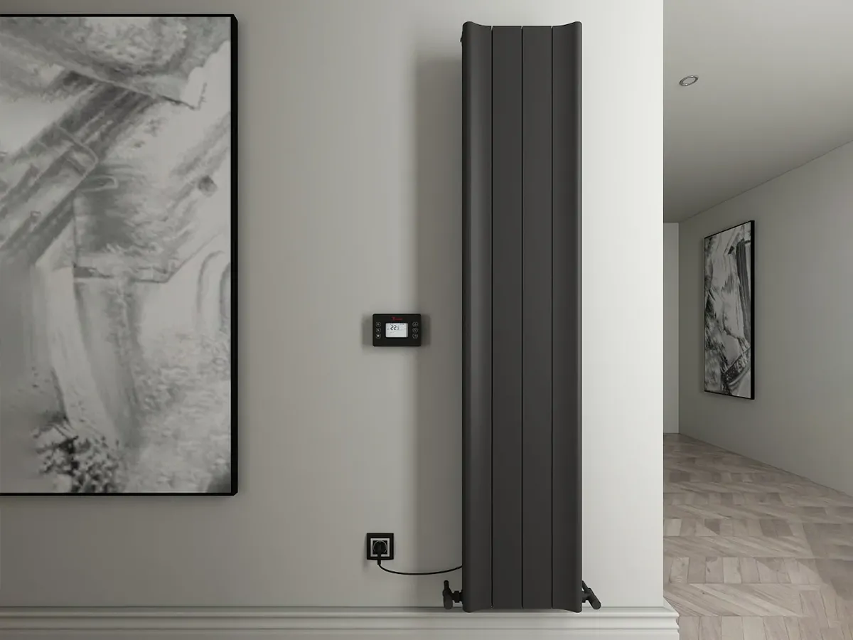 Radiator electric de design CARISA, colecția BOREAS B, 1800x276 mm, NEGRU