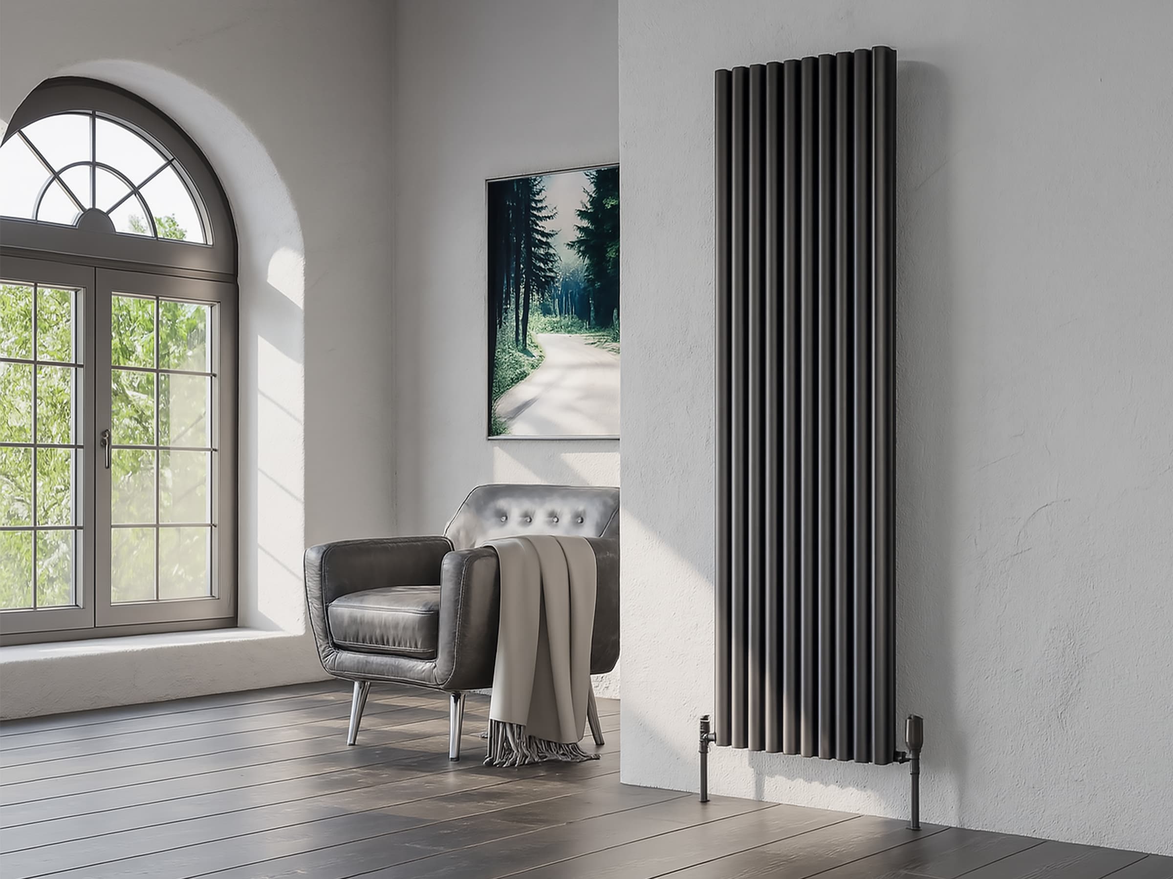 Calorifer decorativ LOJIMAX, colectie BELLA DOUBLE 400 mm. 404 mm. negru mat