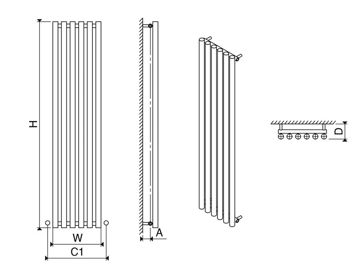 Radiator de design CARISA, colecția Mayra, 1800x270 mm, Crom